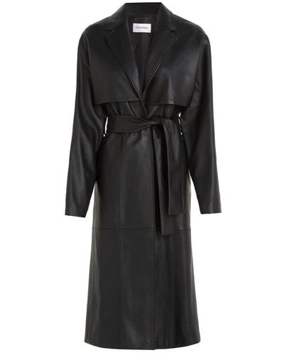 Calvin Klein Belted Coats - Black