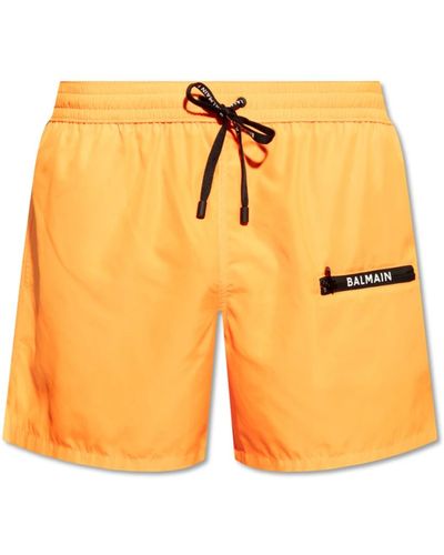 Balmain Badeshorts mit logo - Orange