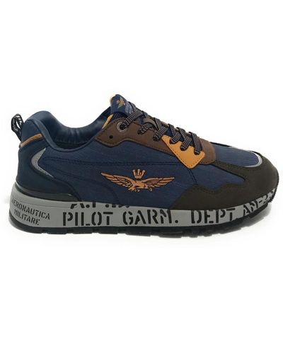 Aeronautica Militare Sneaker running blu/marrone/oro u24ar03 232sc214