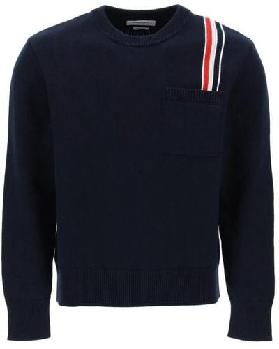 Thom Browne Round-Neck Knitwear - Blue