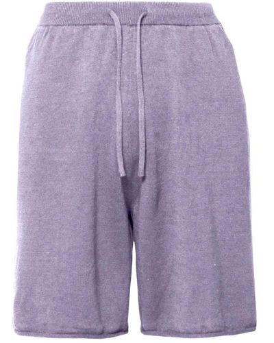 Bomboogie Bermudas de jersey de algodón-lino con cordón - Morado