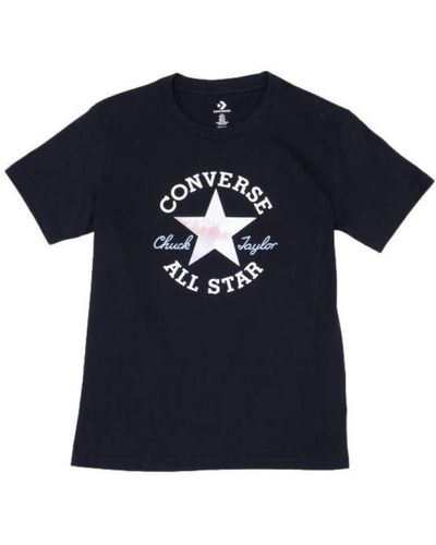 Converse Camiseta negra con estampado de logo - Azul