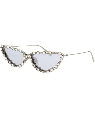 Dior Schmetterlingsinspirierte sonnenbrille mit silbernem rahmen und silbernen verspiegelten gläsern - Mettallic