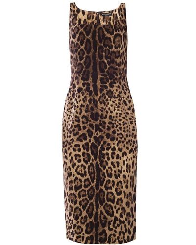 Dolce & Gabbana Robe à imprimé léopard - Marron