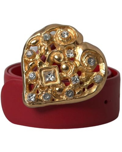 Dolce & Gabbana Cintura in pelle rossa con fibbia a cuore in metallo - Rosso