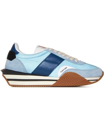 Tom Ford Sneakers blu chiaro con dettagli in pelle