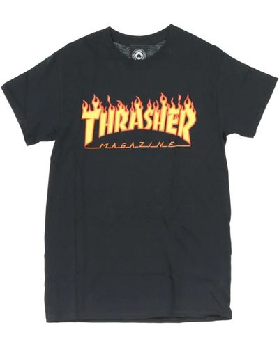 Thrasher Flames-T-Shirt - Schwarz