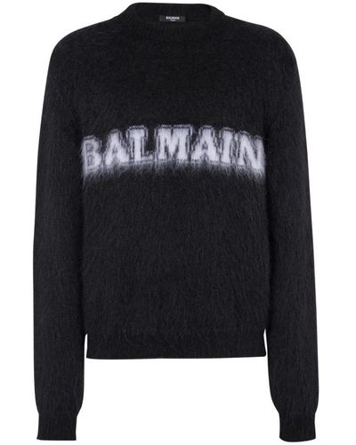 Balmain Retro-Pullover aus gebürstetem Mohair - Schwarz