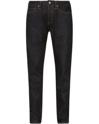 Evisu Jeans in denim indaco con stampa di gabbiani bianchi - Nero