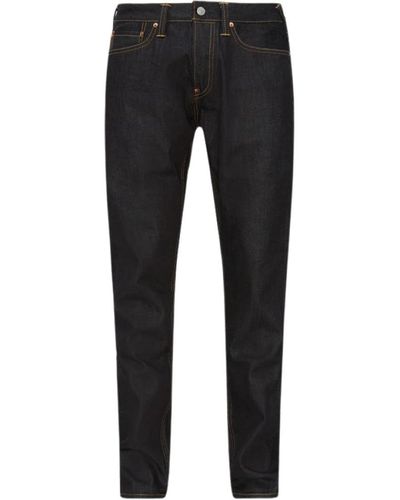 Evisu Indigo denim jeans mit weißem möwendruck - Schwarz