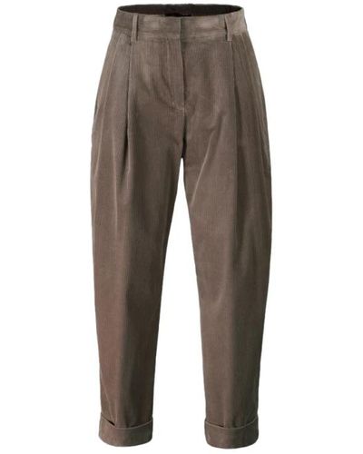 Moorer Pantalones de talle medio-alto con diseño moderno - Gris