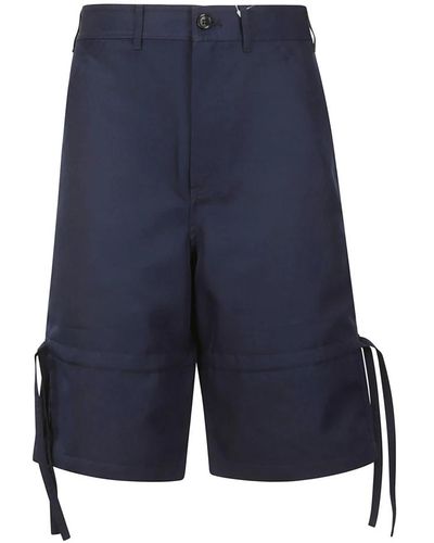 Comme des Garçons Polyester twill plain shorts - Blau