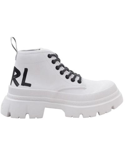 Karl Lagerfeld Lace-up stivali - Bianco