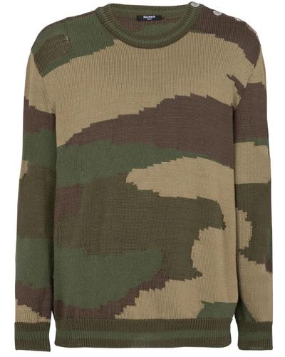 Balmain Woll-camouflage-pullover - Grün