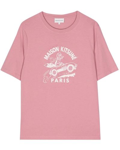 Maison Kitsuné Rosa racing fox t-shirt - Pink