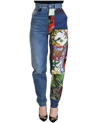 Dolce & Gabbana Jeans in denim jacquard patchwork blu