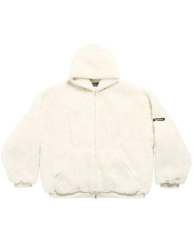 Balenciaga Chaqueta de piel sintética con logo - Blanco