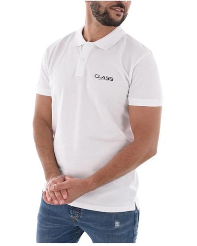Class Roberto Cavalli Weißes baumwoll-polo-shirt - petit logo