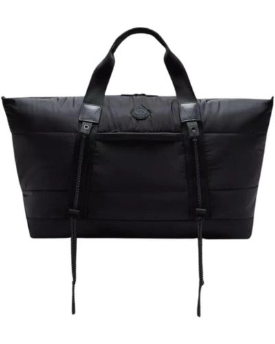 Moncler Makaio 48h sporttasche, schwarz nylon mit logo kordeln