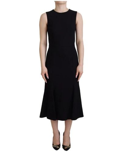 Dolce & Gabbana Black Sheath Flare Viscose Dress