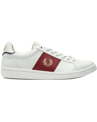 Fred Perry B721 Leather Side Panel Porcelain - Multicolour