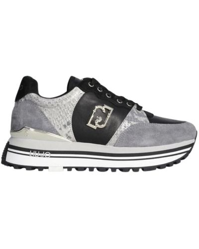 Liu Jo Python Calf Leather Maxi Sneaker - Grau