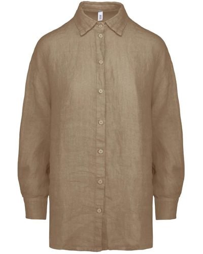 Bomboogie Camisa de lino de corte holgado - Neutro