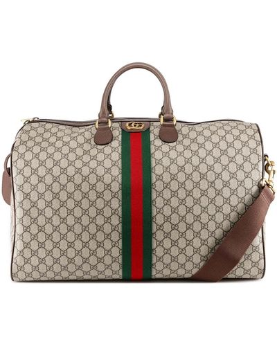 Gucci Borsone in tessuto gg supreme con fascia web - Metallizzato