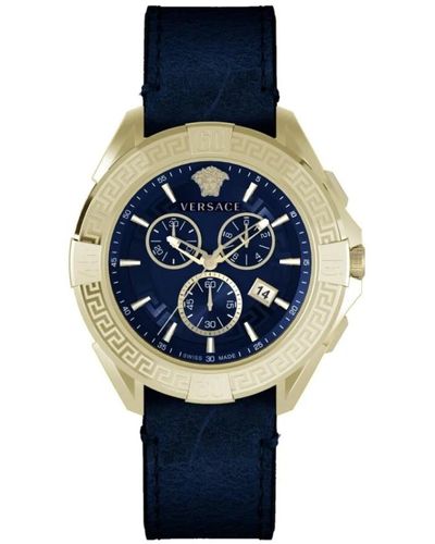 Versace Armbanduhr chronograph chrono sporty blau, gold 46 mm ve5ca0223