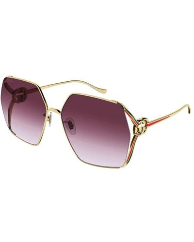 Gucci Goldene sonnenbrille mit zubehör - Lila