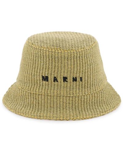 Marni Raffia effect bucket hat - Grün