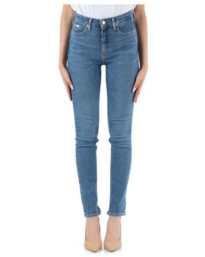 Calvin Klein High rise skinny jeans fünf taschen - Blau