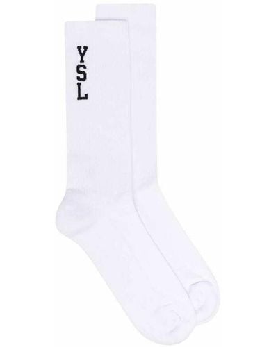 Saint Laurent Logo Socks - Weiß