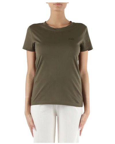 BOSS T-shirt in cotone con logo ricamato - Verde
