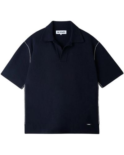 Sunnei Polo shirt blu scuro con cuciture a contrasto