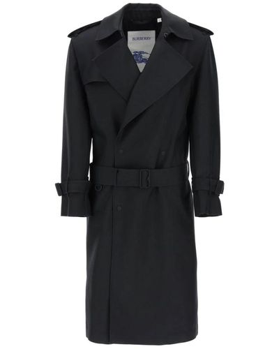 Burberry Double breasted silk twill trench coat - Nero