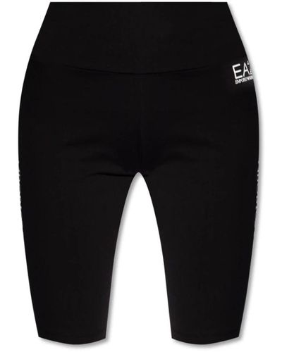EA7 Leggings cortos con logo - Negro