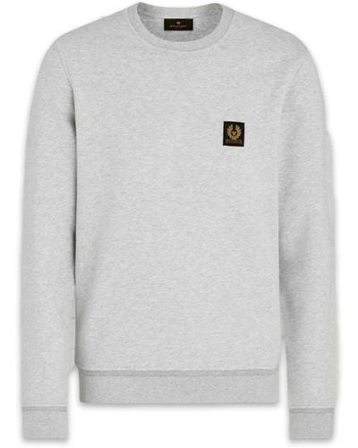 Belstaff Klassischer baumwoll-sweatshirt mit v-stich detail - Grau