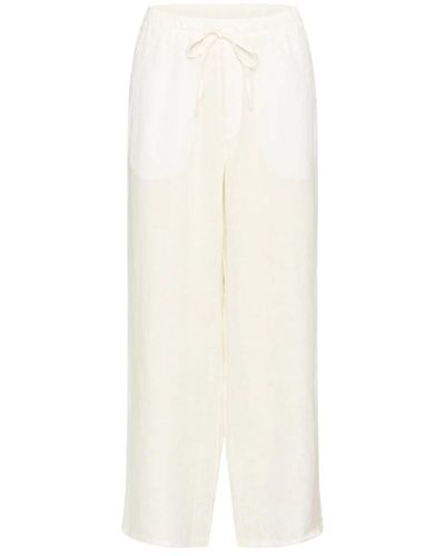 Cream Trousers > wide trousers - Blanc