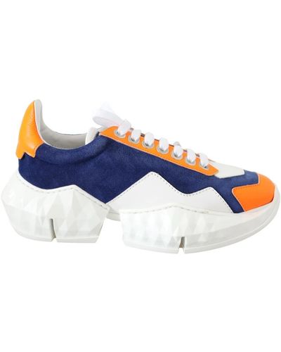 Jimmy Choo Sneaker in pelle diamond blu/arancione
