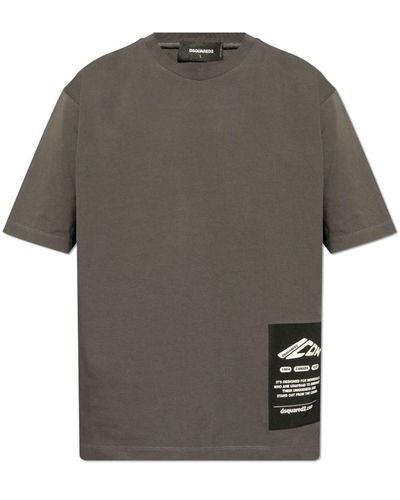 DSquared² T-shirt mit logo-patch - Grau