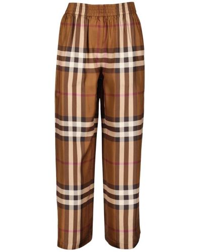 Burberry Trousers > wide trousers - Marron