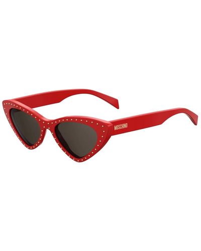 Moschino Rote rahmen sonnenbrille mit grauer linse,stilvolle sonnenbrille in rosa und braun
