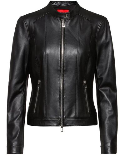 BOSS Veste de cuir - Noir