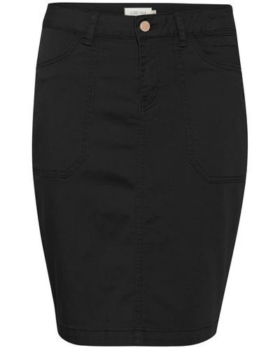 Cream Denim Skirts - Black