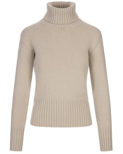 Fedeli Beige cashmere turtleneck sweater - Natur