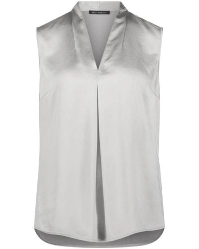 Betty Barclay Elegante ärmellose bluse mit rüschen-detail - Grau