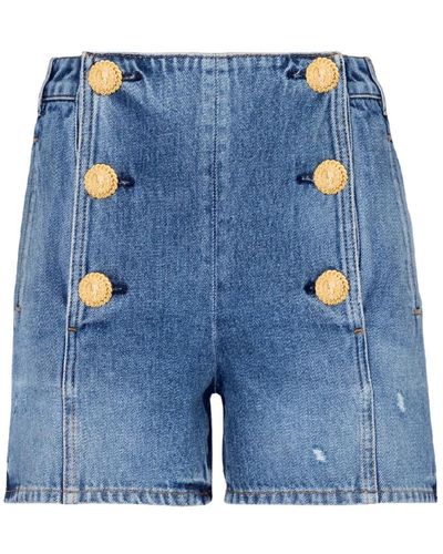 Balmain Jeansshorts mit knöpfen - Blau