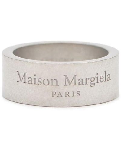 Maison Margiela Silberner logo gravierter ring - Weiß
