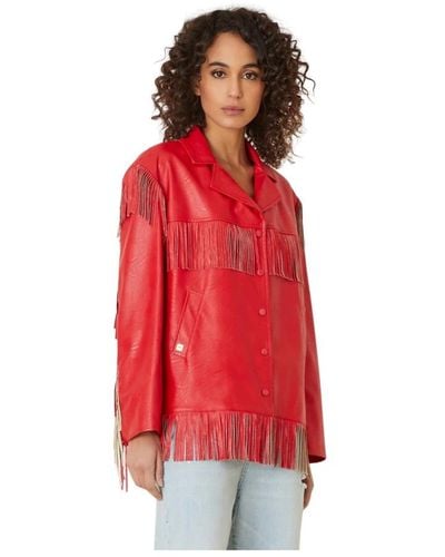 Manila Grace Leather Jackets - Red